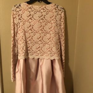Blush Pink Dress with Lace Long Sleeve overlay